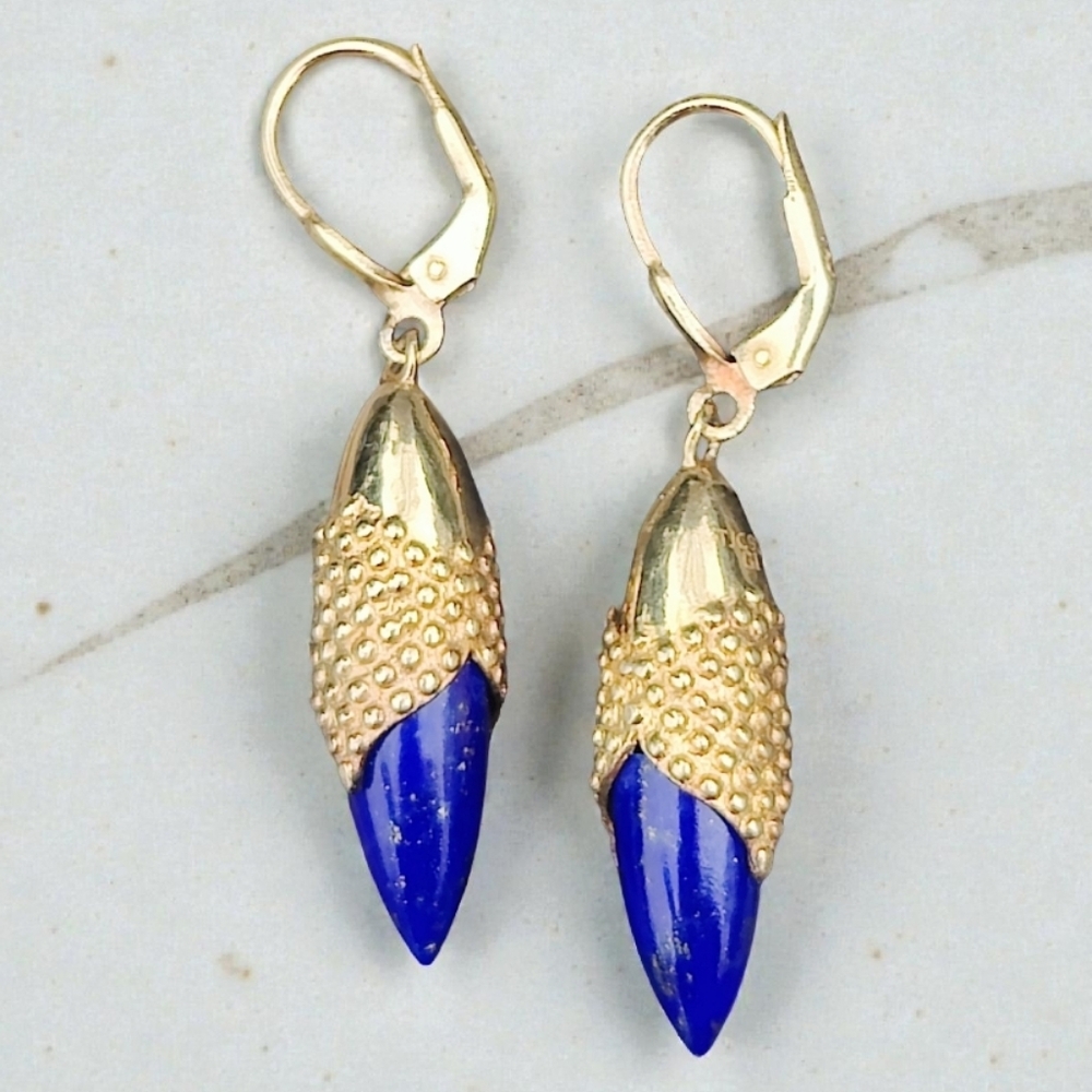 Vintage Vermeil Sterling Lapis Lazuli Earrings